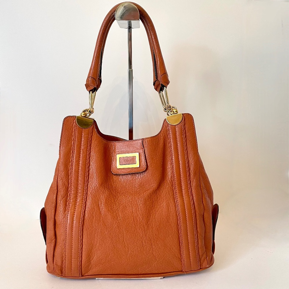 Chloe Brown Leather Shoulder Bag with Gold Hardware